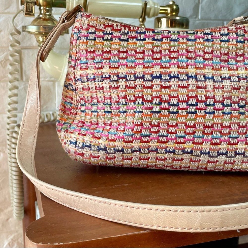 Vintage 90s Y2K Liz Claiborne Rainbow Woven Mini Purse Shoulder Bag - Picture 8 of 14